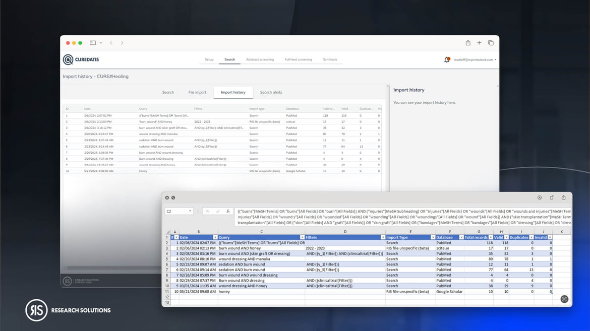 Curedatis Updates: Search History Export