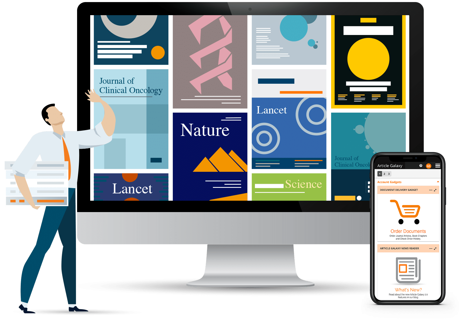 Article galaxy platform for PC and mobile one click access to journals
